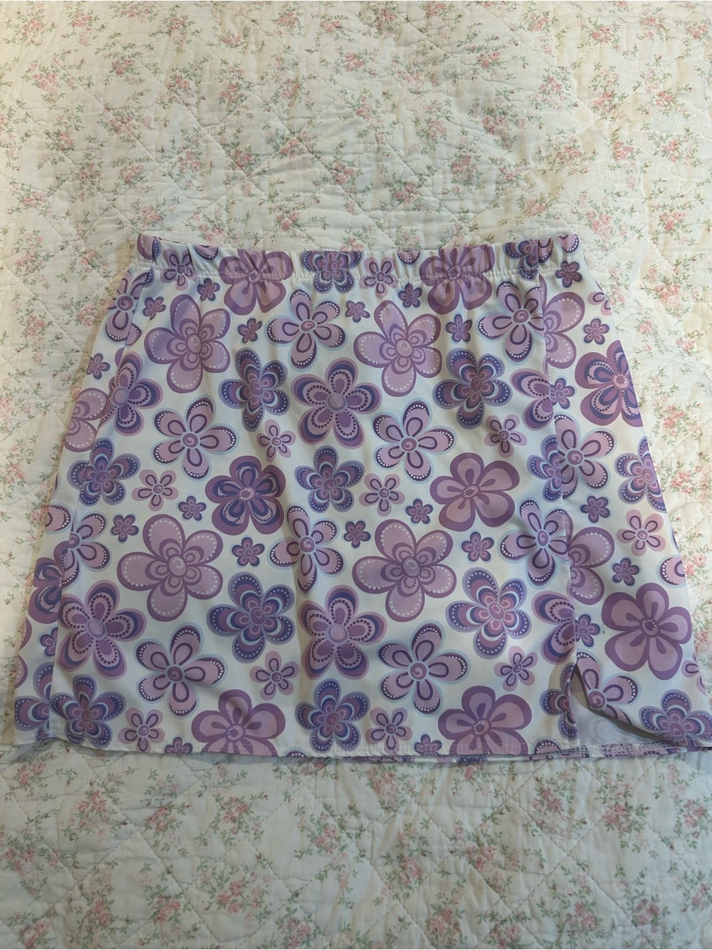 Sew Electric Lavender Floral Mini Skirt